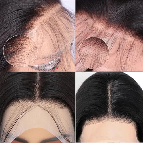 13x4 Lace Front Wigs Human Hair for Women HD Transparent Straight Lace Front Wigs Human Hair Pre Plucked Glueless Lace Frontal Wigs Natural Black Color 24 Inch 180 Density