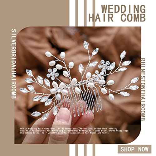 Wedding Hair Comb Pearl Bride Headpieces Rhinestone Bridal Hair Jewelry Side Hair Accessories for Women and Girls