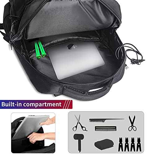 TORIBIO Barber Supplies Bag for Clippers and Supplies, Hairstylist Clipper Portable Backpack for Barber Tools (Black)