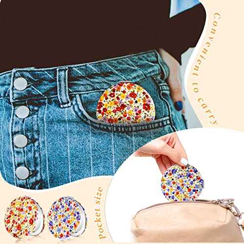 6 Pieces Daisy Pattern Pocket Mirrors for Women Floral Small Mini Compact Mirror for Purse Magnifying Travel Makeup Bags Portable Folding Sweet Gift for Friend Birthdays Party