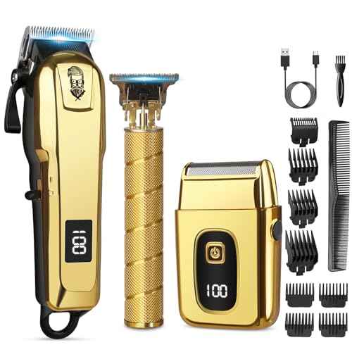 Hair Clippers for Men, Beard Trimmer and Electric Shaver Set, Professional Rechargeable Cordless Barber Hair Cutting Tools Grooming Kit