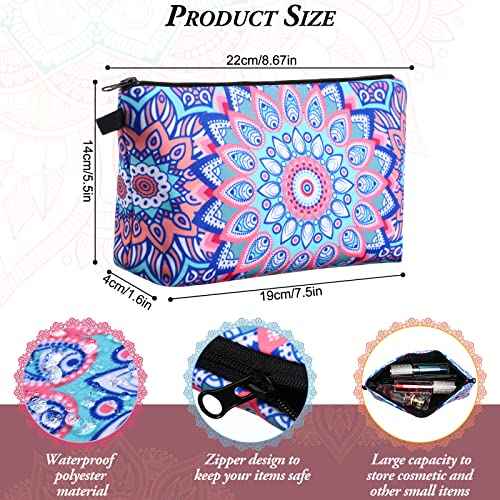 Kajaia 30 Pcs Makeup Bags Bulk Cosmetic Bag Graduation Gifts Mandala Flower Pouches Portable Zipper Makeup Pouch Waterproof Travel Toiletry Bag for Women Teacher Birthday Thanksgiving Christmas Gifts