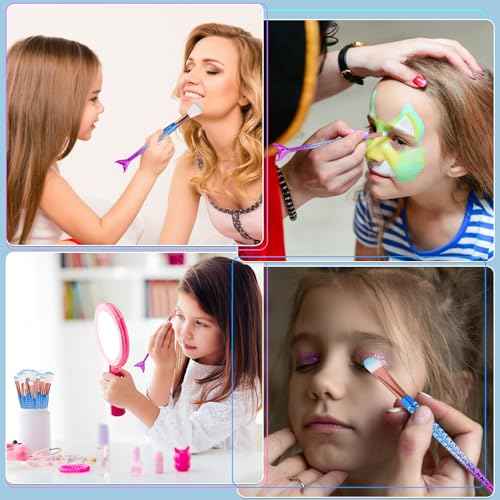 NICEMOVIC Stocking Stuffers for Girls, 20PCS Frozen Princess Makeup Brushes Sets, Teen Girl Gifts Trendy Stuff Christmas Gift Ideas Stocking Stuffers for Girls Kids Make Up Tool Set