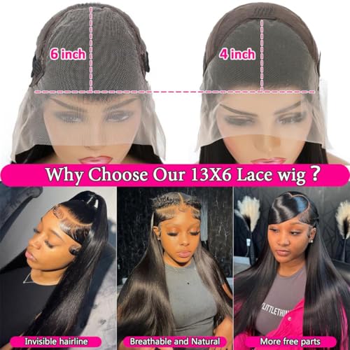 26 Inch Lace Front Wigs Human Hair HD Straight 13x6 Pre Plucked 180% Density Glueless Wigs for Black Women