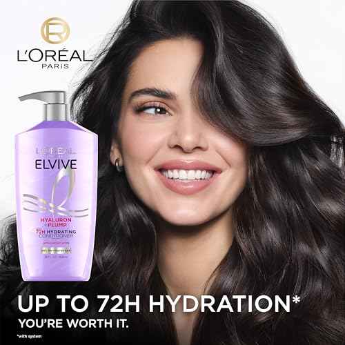 L'Oreal Paris Elvive Hyaluron Plump Hydrating Conditioner for Dehydrated, Dry Hair Infused with Hyaluronic Acid Care Complex, Paraben-Free, 26.5 Fl Oz