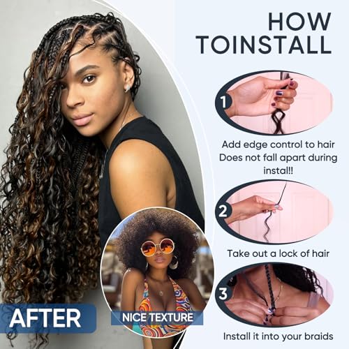 Human Braiding Hair for Boho Braids,150g 18 Inch 3 Bundles Ombre Deep Water Wave Bulk Boho Curly Human Hair Bundle for Braiding,1b/30 Highlight No Weft Wet and Wavy Knotless Braiding Hair Extensions