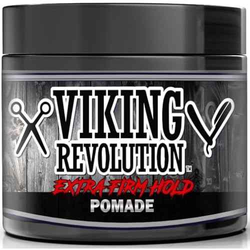 Viking Revolution Extreme Hold Pomade for Men ? Style & Finish Your Hair - Extra Firm,Strong Hold & High Shine for Men¡¯s Styling Support - Water Based Male Grooming Product is Easy to Wash Out, 4oz