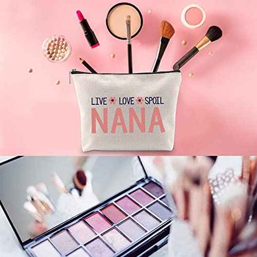 WCGXKO Nana Gift Grandma Mother¡¯s Day Gift Nana Zipper Makeup Bags Travel Waterproof Toiletry Bag Accessories (LIVE LOVE SPOIL NANA)
