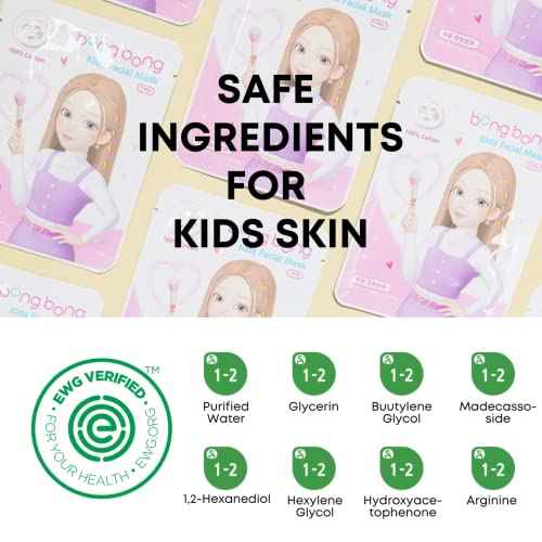 BB Kids Face Masks Spa 5-Pack With Spa Headband | Kids Facial Masks for Girls With 100% Cotton Sheets | Princess Facial Mask for Kids Spa Party Birthday Sleepover (5-Pack with Pink Band)