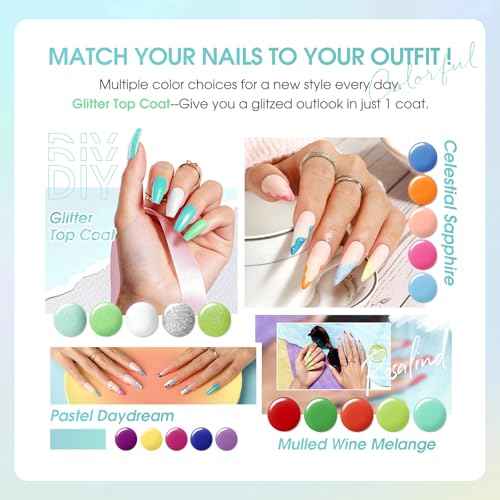 ROSALIND 24Pcs Neon Gel Nail Polish Set with Gel Base and Matte Glossy Glitter Top Coat, Bright Neon Colors Nail Gel Polish Soak Off UV Manicure Rainbow Nail Art