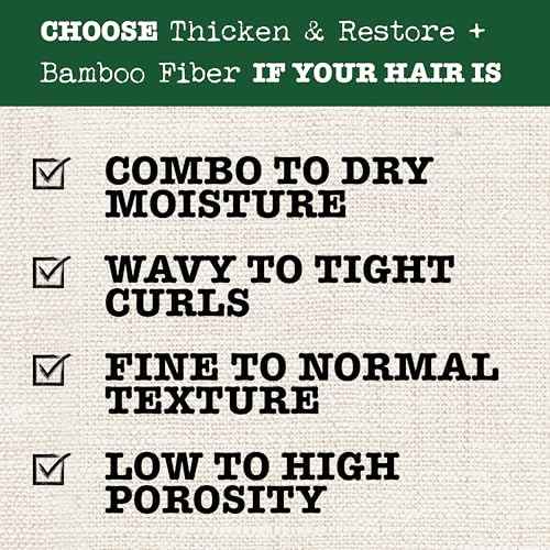 Maui Moisture Thicken & Restore + Bamboo Fibers Strengthening Conditioner to Soften Transitioning or Natural Hair & Renew Brittle Hair, Vegan, Silicone & Paraben-Free, 13 fl oz