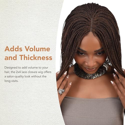 Twisted Wigs, 12-Inch Micro Million Twist Braided Wig - Light, Soft Braid Wigs for Black Women with Glueless Front Lace Closure - No Tangle Synthetic Braids- Color 30/33 Mixed