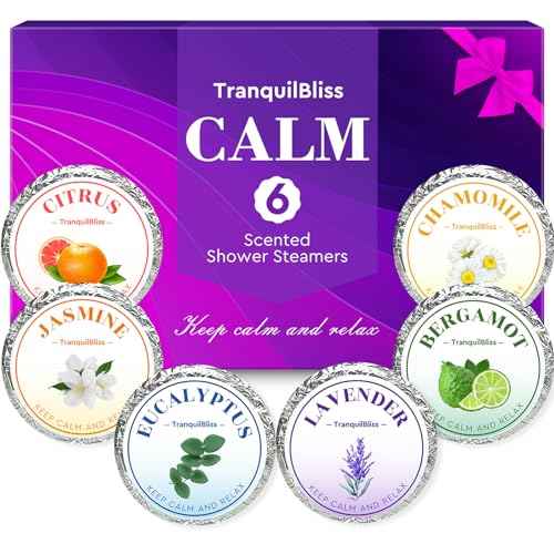 TranquilBliss Shower Steamers, Shower Bombs with Natural Fragrance, Self Care& Relaxation, Mother's Day, Christmas Birthday for Women and Mom, Individually Packaged, Purple Set 1 Packs£¨6 Tablets£©