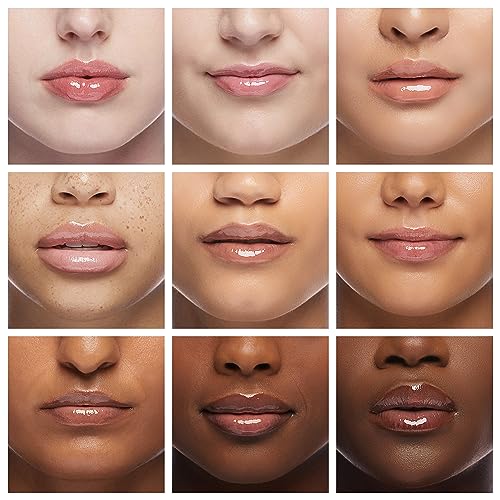 Fruit Pearlescent Plumping Lip Oil, Lip CarePearl & Shimmer Mini Lip Gloss Kit, Lip Care Hydrating Lip Gloss Tinted Lip Balm, Long Lasting & Nourishing Lip Glow Oil, Non-sticky Fresh Texture (Peach)