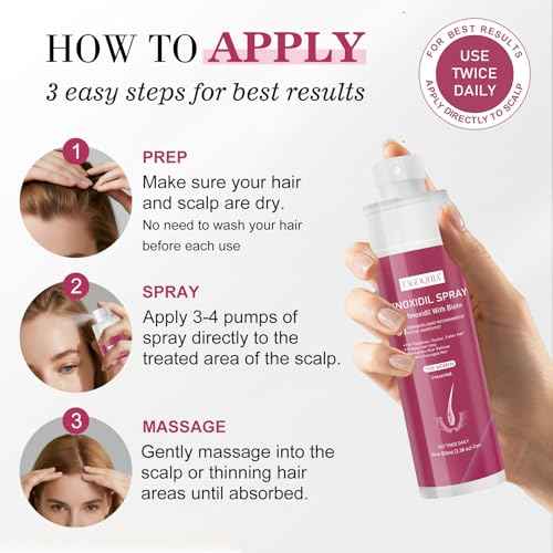 5% Minoxidil for Women Hair Regrowth Spray, hers hair regrowth treatment Infused with Biotin, Extra Strength Treatment to Combat Hair Loss and Thinning, 6 Bottles£¨100 Ml)