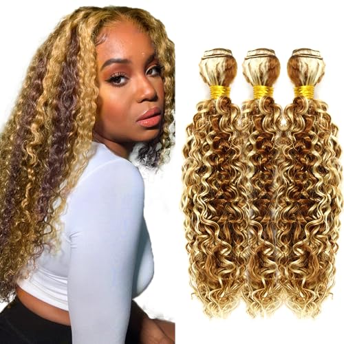 Highlight Bundles Blonde Kinky Curly Human Hair Bundle #30 Human Hair Bundle 20 22 24 Inch 3 Bundles