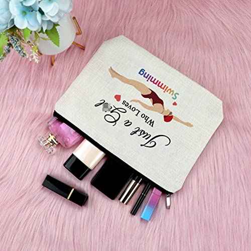 Sfodiary Swimmer Gifts Swim Makeup Bag Swimming Lover Gift for Teen Swim Team Gift for Daughter Sister Cosmetic Bag Best Friend Birthday Gift for Her Travel Cosmetic Pouch Graduation Christmas Gift