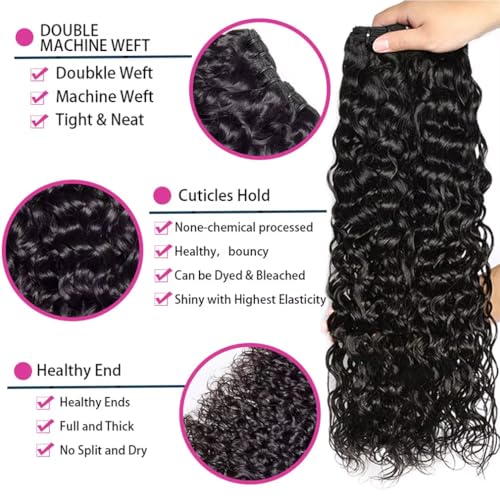 12A Water Wave Human Hair Bundles 14 16 18 Inch Raw Curly Bundles Human Hair,Ultra Double Drawn Sew In Weft No Tangle Shedding,Double Lifespan Virgin Hair,Multiple Washes Keep Texture Silky Soft