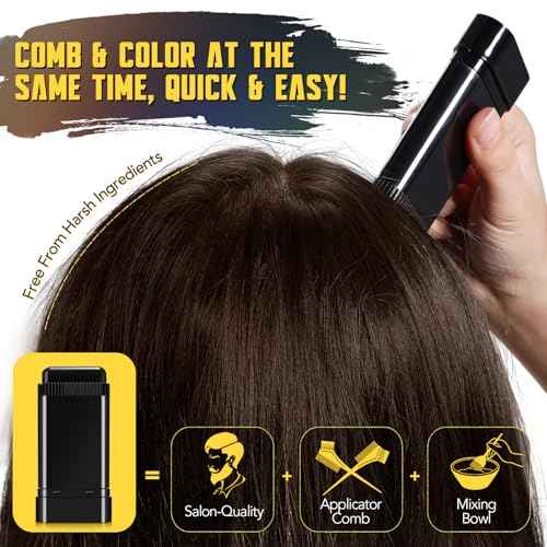 2 Pack Safe and Convenient Comb Hair Dye, Portable Hair Dye Comb For Gray Hair Coverage, Waterproof & Sweat-Proof, 2 in 1 Instant Dye for Women & Men (Dark Brown)