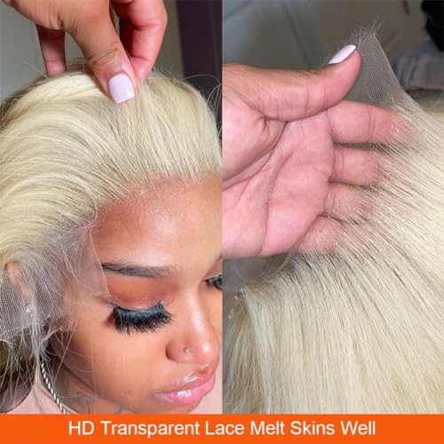 613 Blonde Bob Wig Human Hair 14 Inch 13x4 HD Bob Lace Front Wigs Human Hair Pre Plucked 200 Density Blonde Wig Human Hair Short Bob Wigs for Women