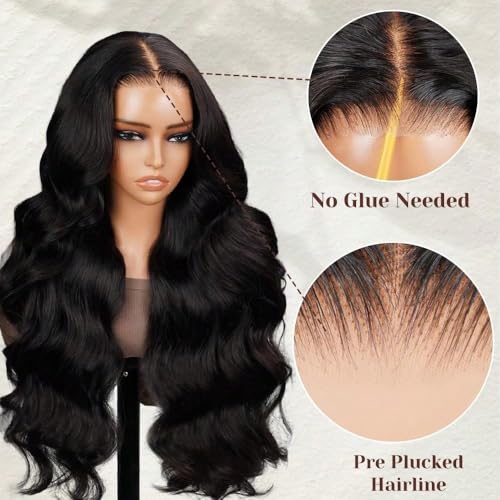 22 Inch Glueless Wigs Human Hair Pre Plucked Pre Cut for Beginner friendly HD Lace Body Wave Lace Wigs Human Hair 180% Density 3 Seconds to Wear Glueless Wigs