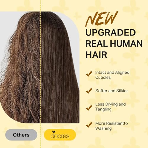 DOORES Hair Extensions Real Human Hair Wide Tape ins, Balayage Dark Brown to Chestnut Brown 20 Inch 10pcs 50g, Tape in Extensions Human Real Remy Invisible Fullness Skin Weft Silky Straight for Woman