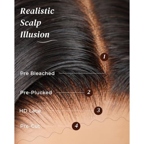 Arabella 12inch Bob Wig Human Hair Real Ready to Go Glueless Wig 12a Straight Bob Wigs Human Hair Pre Cut Only Middle Part Lace Front Wigs Pre Bleached Tiny Knots (12inch, 6x6x1 Glueless)
