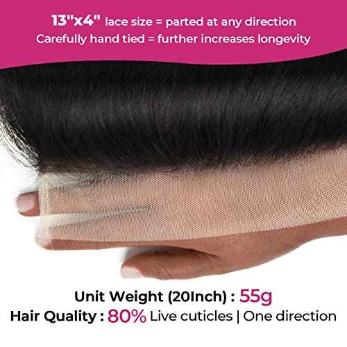 Body Wave Frontals 13x4 Ear to Ear Transparent Swiss Lace Pre Plucked Virgin Real Human Hair Frontals Bleached Knots Natural Hairline Frontal Only 14 Inch