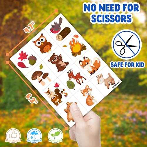 96PCS Woodland Animal Pre-Cut Temporary Tattoos for Kids - Cute Forest-Themed Party Favors, Perfect for Birthday Parties, School Prizes, Autumn Celebrations