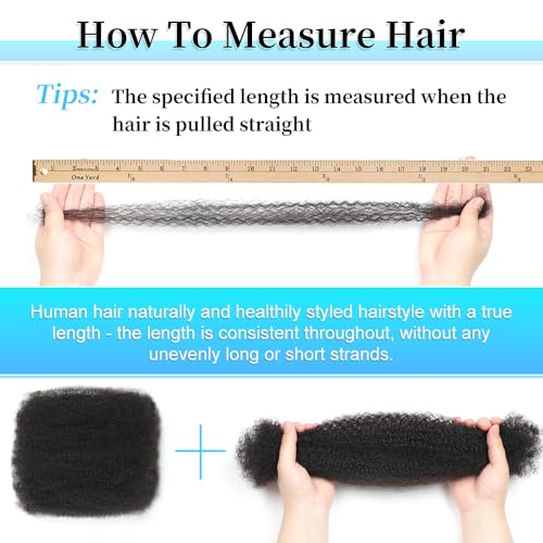 Afro Kinkys Bulk Human Hair 14 Inch Afro Kinky-Curly Human Hair Bulk for Twist Dreadlock Extensions Locs Repair Soft 4C Curly for Braids 6 Bundles 90 Gram Burgundy#