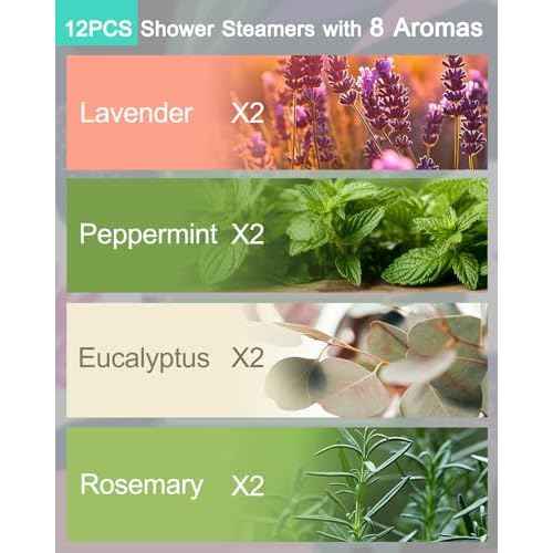 Shower Steamers Aromatherapy-12pcs Essential Oil Shower Bombs, Self Care Christmas Gifts Stocking Stuffers for Women, Relaxation Gifts for Women and Men (Blue)