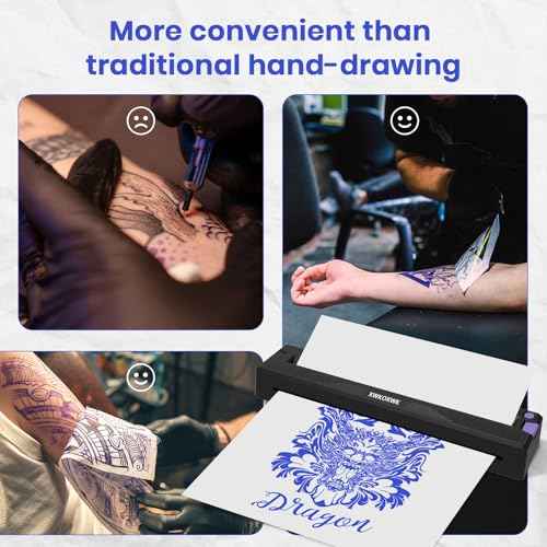 Tattoo Stencil Printer Machine for Tattoo Artists&Beginners,Newly Upgraded,with 3pcs Tattoo Transfer Paper,Compatible with Phone/Pc&Pad,Portable Thermal Inkless Bluetooth Wireless Printer