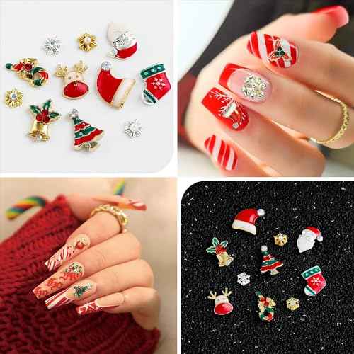 30 Pieces 3D Christmas Nail Charms for Women Girls Nails Salon Decor Christmas Tree Bells Hat Nail Christmas Charms for Acrylic Nails Jewelrys Gems for Nails Accessories Craft Decorations