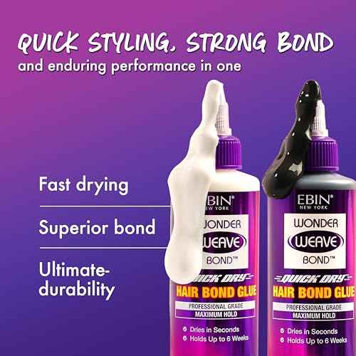 EBIN NEW YORK Wonder Weave Bond Hair Bond Glue Clear 2 Fl Oz ? Quick-Dry Hair Glue with Strong Hold for Weave and Track Application ? Quick Formula for Seamless Styling at Home or in Salon