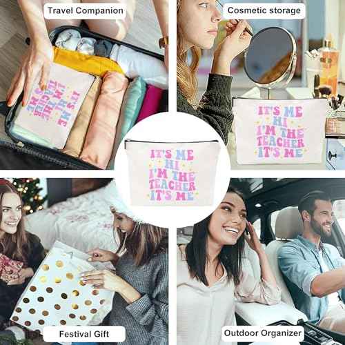 It¡¯s Me Hi I¡¯m the Teacher It¡¯s Me Makeup Bag - Teacher Gifts for Women 2025, Teacher Appreciation Gifts for Teachers, Funny Teacher Cosmetic Bag for Birthday or Christmas