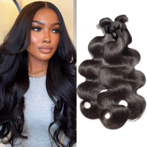 Body Wave Bundles Human Hair 20 22 24Inch Human Hair Raw Bundles 100% Unprocessed Brazilian Virgin Quick Weave Hair 3 Bundles for Black Women Natural Color