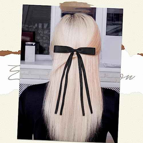 Hair Accessories, Black Red Milky White Navy Blue Tassel Barrette Clips and Long Tail French Bows for Women Girls, Gift for Birthday/Party/Show/Christmas