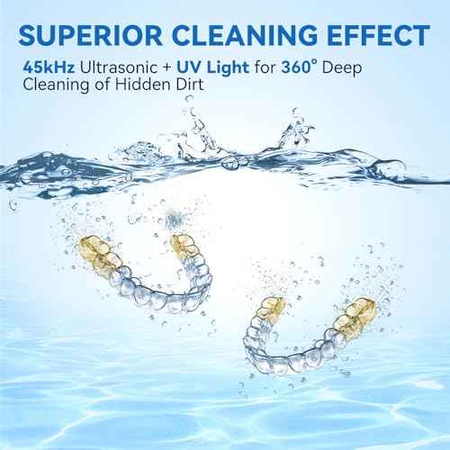 Dental Ultrasonic Retainer Cleaner Machine - Dental Cleaning Pod for Denture, Mouth Guard, Aligner, Night Guard