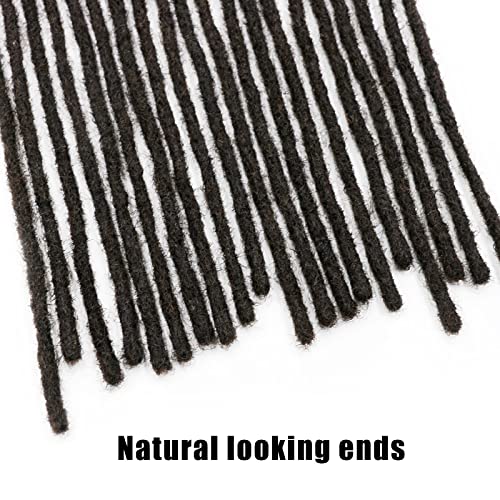 IXIMII 4 inch Human Hair Dreadlock Extensions 0.4cm 60 Strands Handmade Permanent Locs Extensions Soft Natural Black Human Dreads with Comb and Needle for Men Women Kids