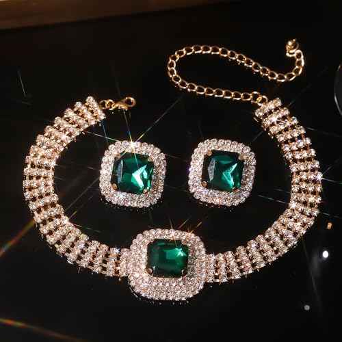 Denifery Bridal Wedding Jewelry Set Crystal Rhinestone Necklace Earrings Sets Formal Costume Jewelry for Women and Brides