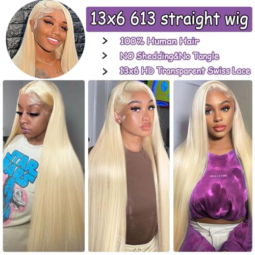 20 Inch 13¡¿6 613 lace front wigs human hair 200% density straight blonde wig human hair pre plucked With Baby Hair