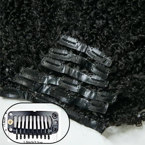Seamless Afro Kinky Curly PU Clip in Extension Real Human hair For Women 7Pcs Seamless Clip ins Full Head 120g Natural Color 14Inch