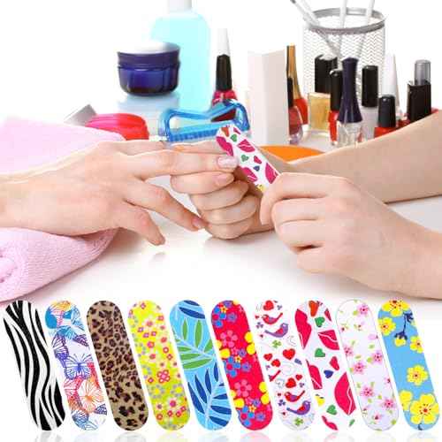 Sumind 100 Pack Nail Files Double Sided Emery Boards Manicure Tools (Vibrant Style)