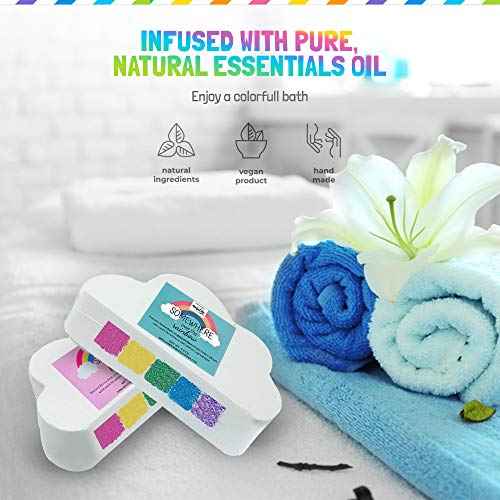 Bath Bombs for Kids - Natural Magic Rainbow BathBombs with Organic Ingredients, Moisturizing, Vibrant Colors & Rich Bubbles, Cloud Bath Bombs, Stocking Stuffers, Christmas Gifts for Kids, Girls, Boys