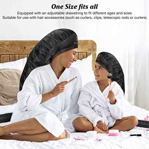 Bonnet Hair Dryer Attachment - Bonnet Hood Dryer with Headband That Reduces Heat Around Ears and Neck, Use for Hair Styling, Hair Drying, Curling and Deep Conditioning (Extended Version, Black)