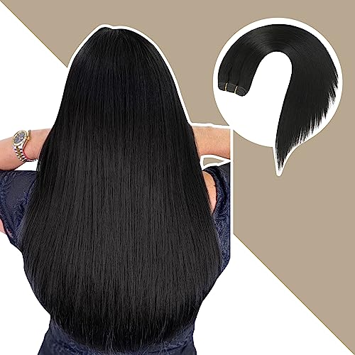 Sew in Hair Extensions Real Human hair, Silky Soft &Shiny Double Drawn Weft Hair Extensions human hair, Thick ends&Tangle Free Human hair extensions sew in,100g Straight Natural Black,18 inch