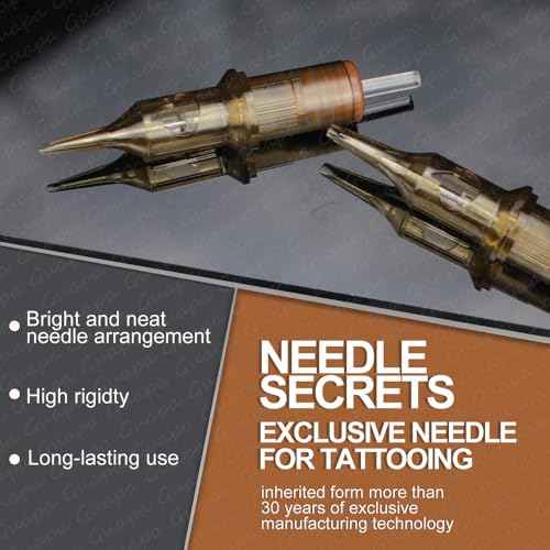 Tattoo Cartridge Needles,10Pcs Disposable Round Liner Sterilized Tattoo Needle for Rotary Tattoo Machine and Permanent Makeup Device (1001RL)