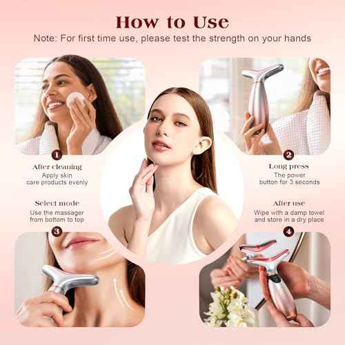 Facial Massager, 7 Colors Red Light Therapy for Face and Neck, Face Lift Device with 113¡ÆF Heating Vibration for Multi Skin Care