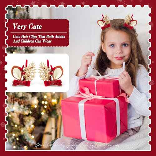 6 PCS Christmas Hair Clips Cute Reiner Antleders Ears Holiday Headpiece Hair Headbands for Women Girls Holiday Hairpins Christmas Outfits Hair Accessory Party Gift