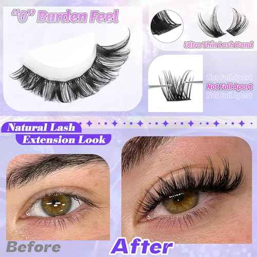 ALICE Lash Clusters Wispy Eyelash Clusters 10-18mm 168pcs Cluster Eyelash Extensions Natural Volume Lash Extensions DIY Individual Lashes Clusters with Soft Thin Band